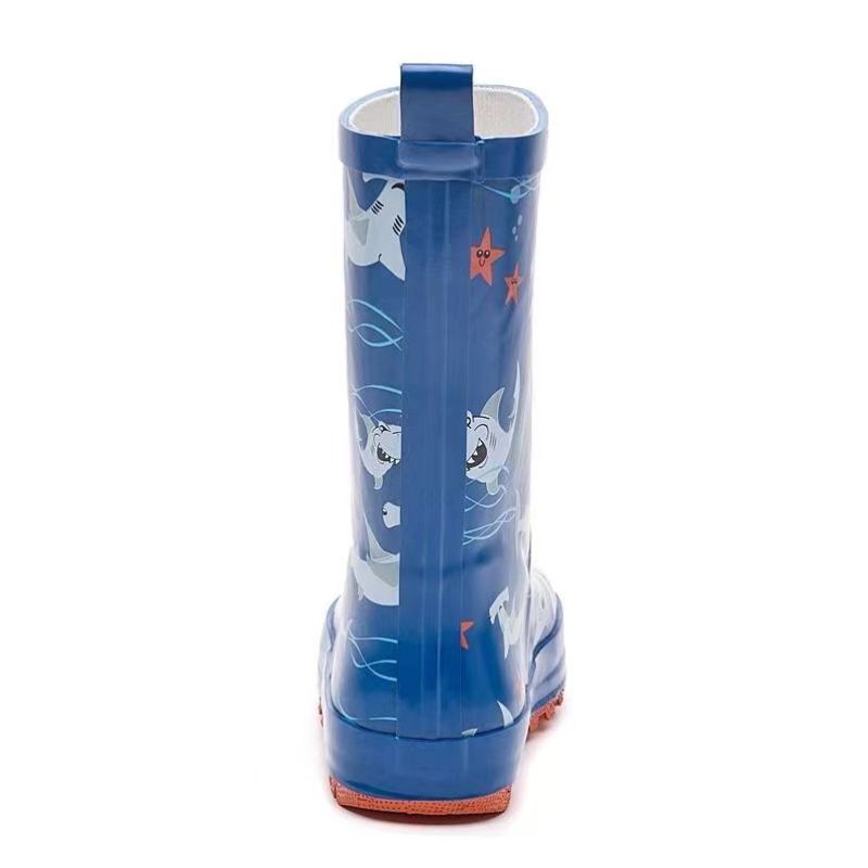 Custom Blue Rubber Wellies Anti-slip Design Your Own Waterproof Rain Boots for Kids With Printing