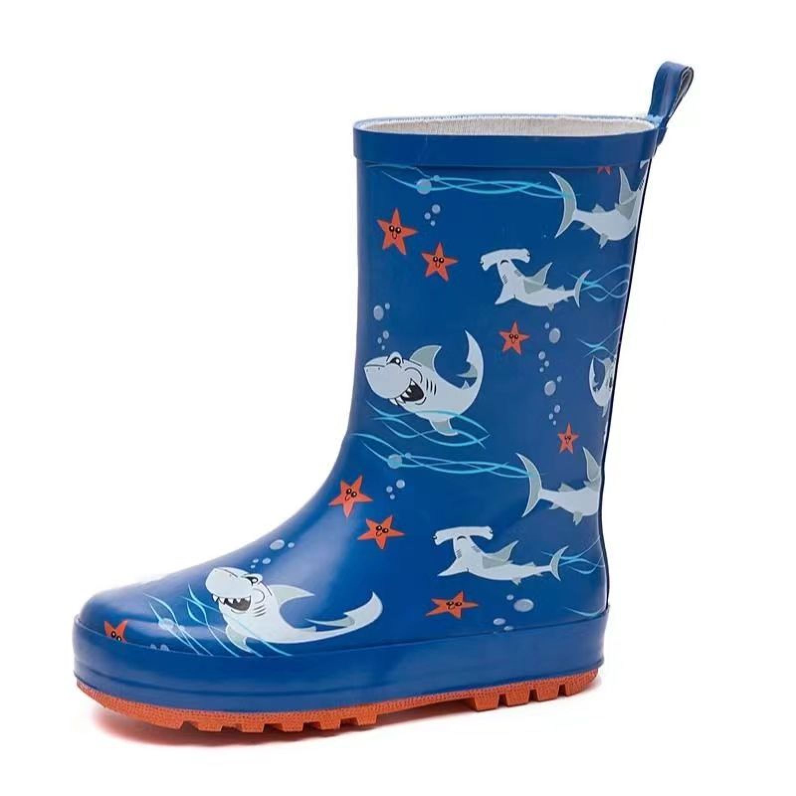 Custom Blue Rubber Wellies Anti-slip Design Your Own Waterproof Rain Boots for Kids With Printing