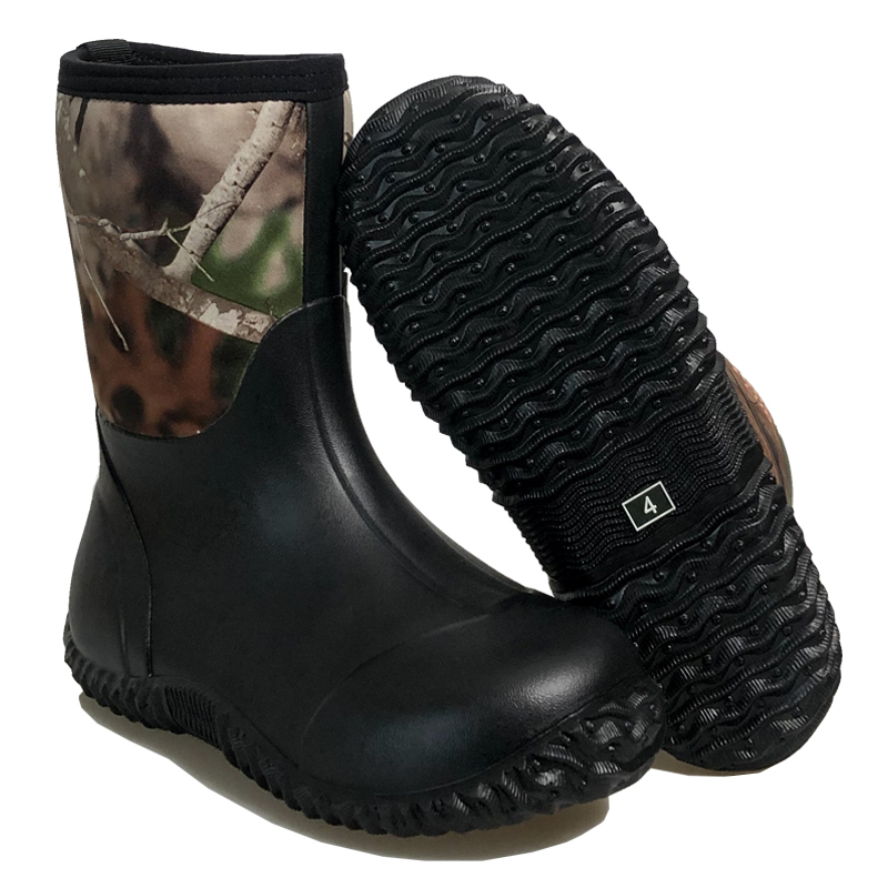 Kids Fashion Camo Neoprene Waterproof Rubber Rain Boots