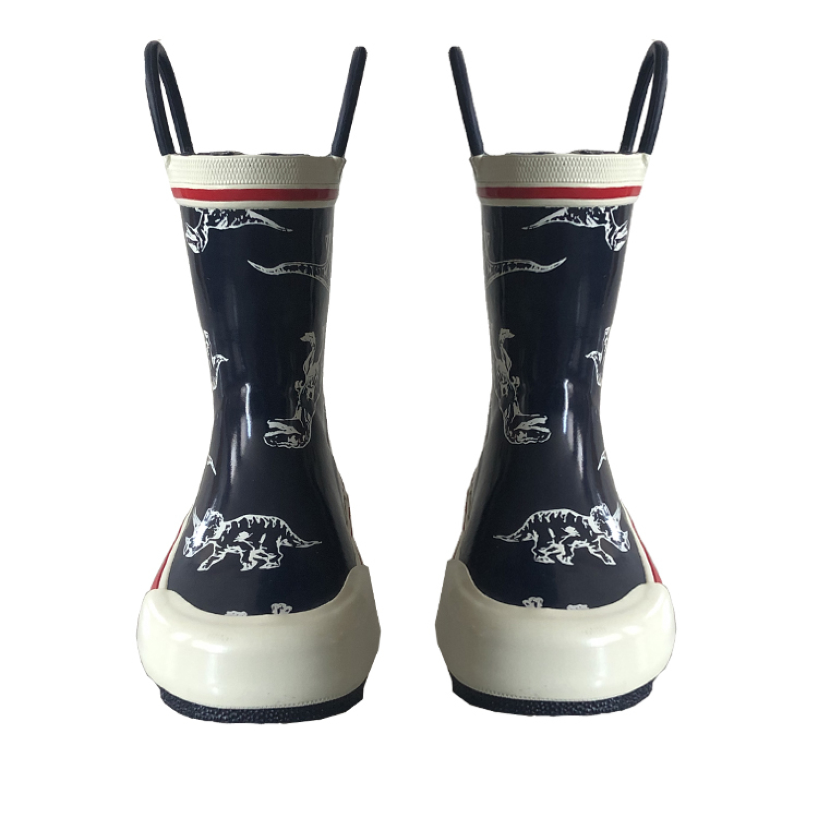 Kids Dinosaur Printing Waterproof Rubber Rain Boots With Handle