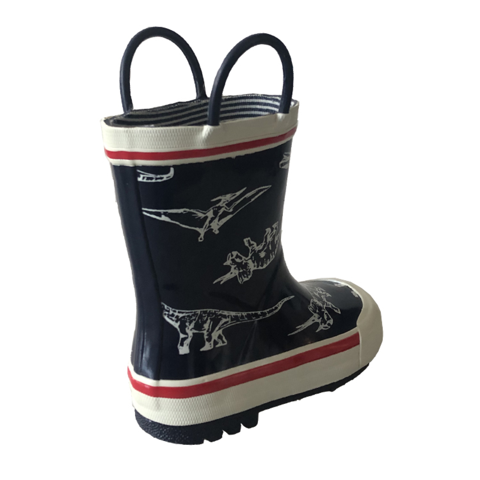 Kids Dinosaur Printing Waterproof Rubber Rain Boots With Handle
