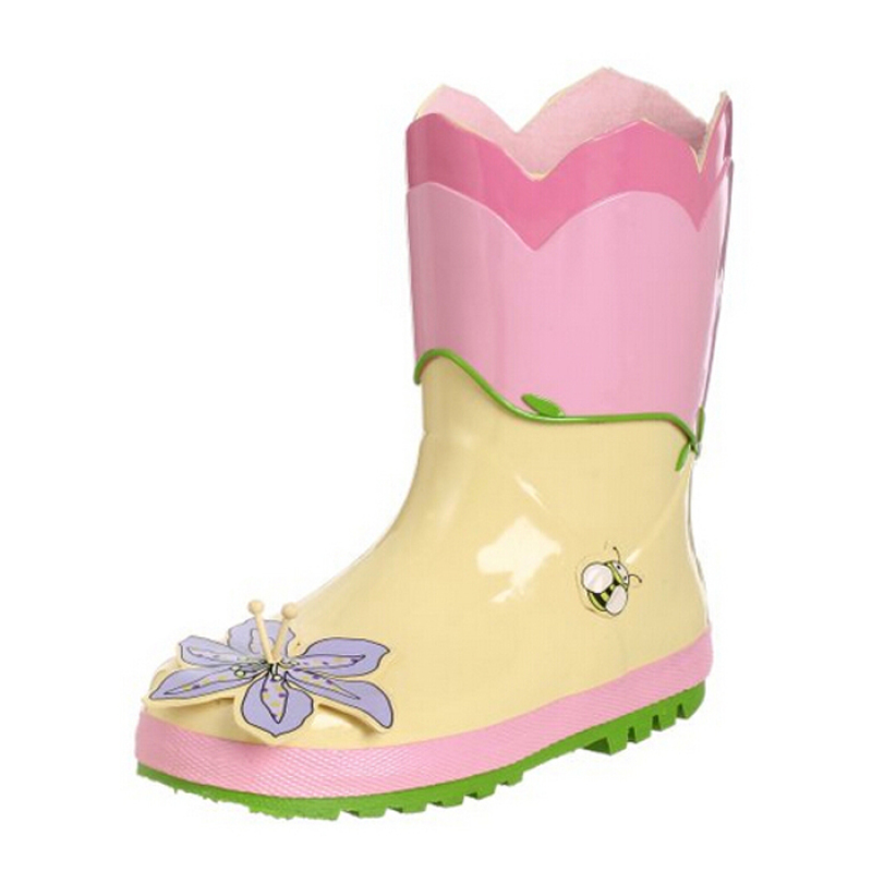 Children Kids Girls Cute Flower Print Cute Rubber Rain Boots