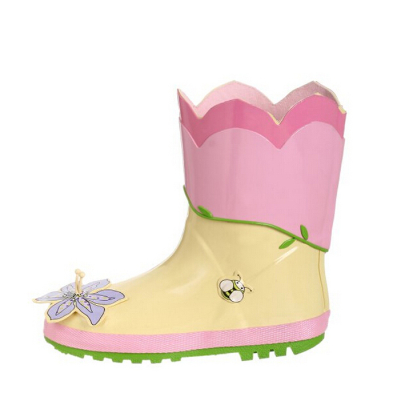 Children Kids Girls Cute Flower Print Cute Rubber Rain Boots