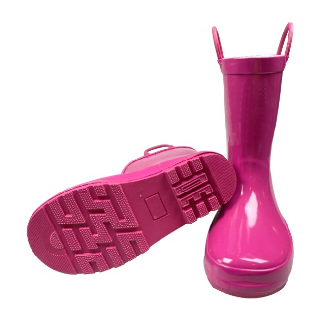 Kids Waterproof Rubber Customized Lovely Anti-slip Rain Boots With Handle Loop For Girls