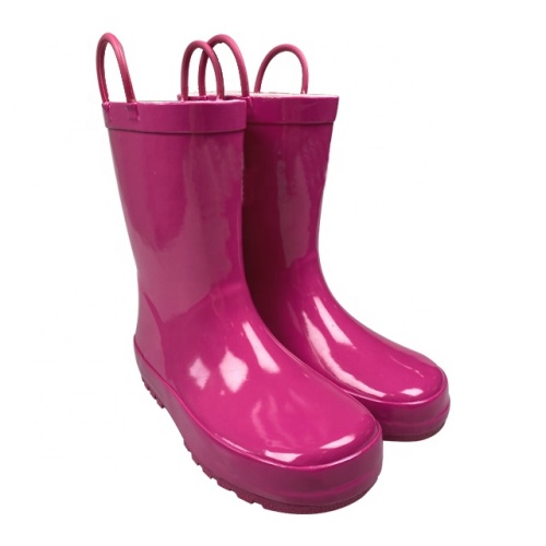 Kids Waterproof Rubber Customized Lovely Anti-slip Rain Boots With Handle Loop For Girls