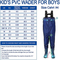 Kids Bootfoot Lightweight Chest Waders  2ply Nylon PVC Waterproof Fishing Hunting Children Waders with Boots