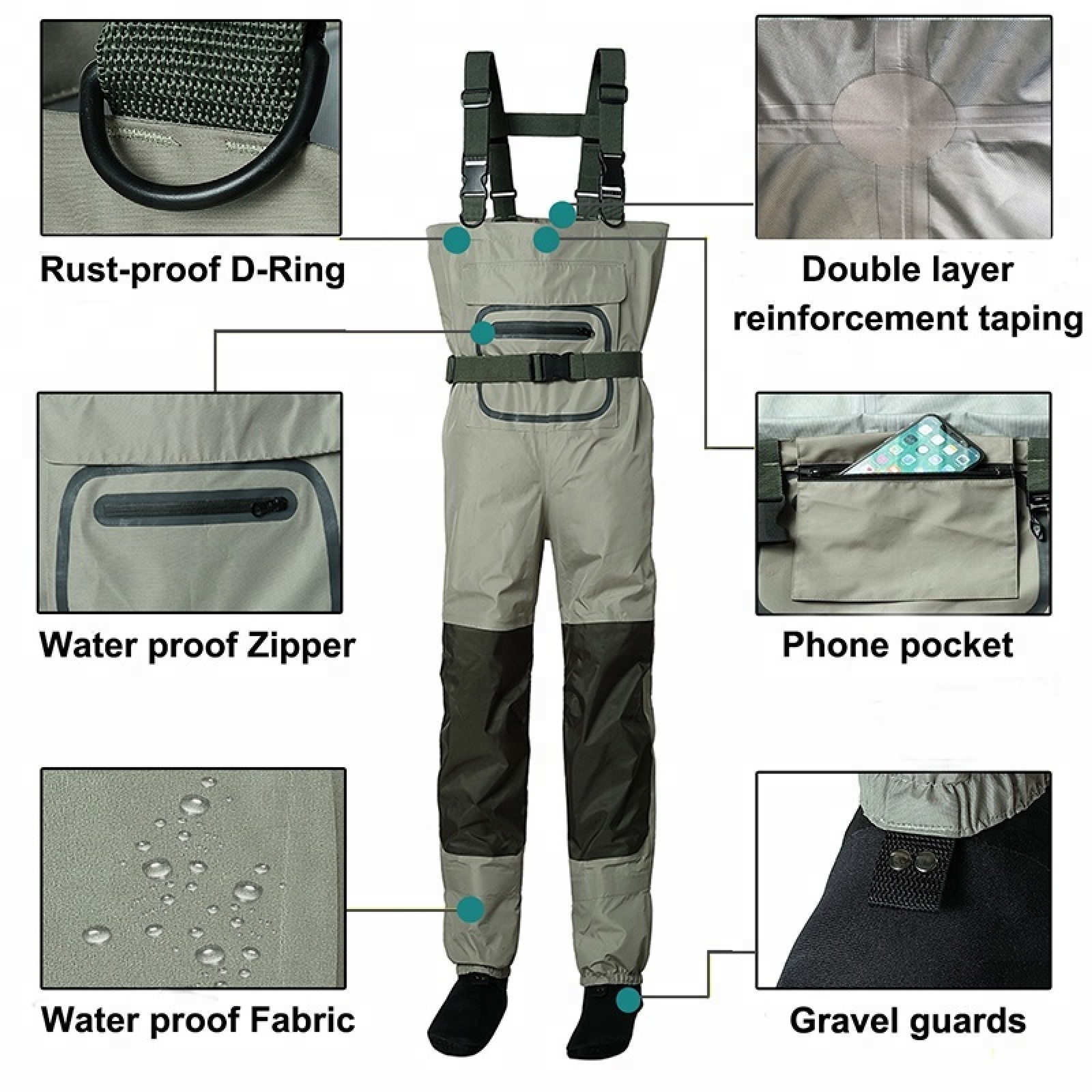 Breathable Chest Waders High Quality Men's Stocking Foot Fly Fishing Wader with Neoprene Socks