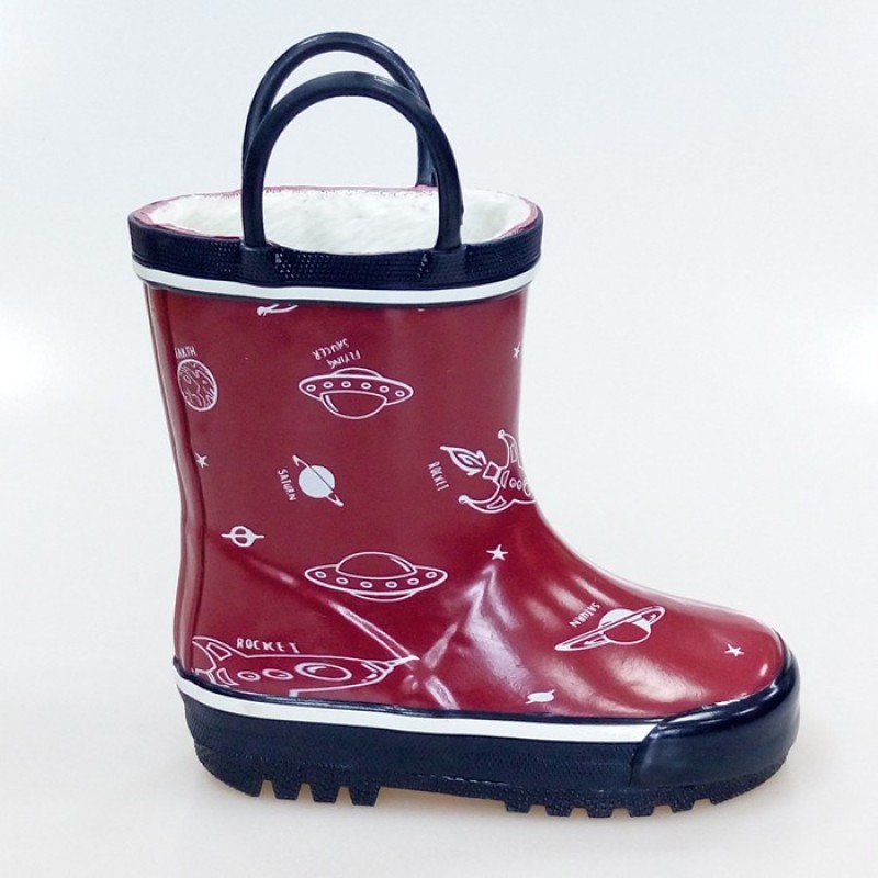 Waterproof Cute Faux Fur Lined Children's Rubber Rain Boots