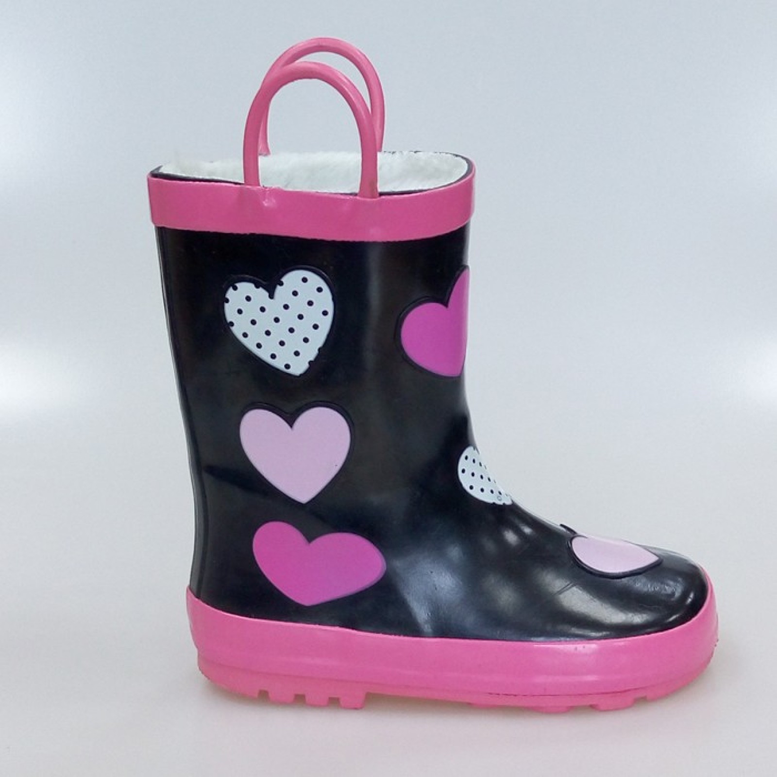 Waterproof Cute Faux Fur Lined Children's Rubber Rain Boots
