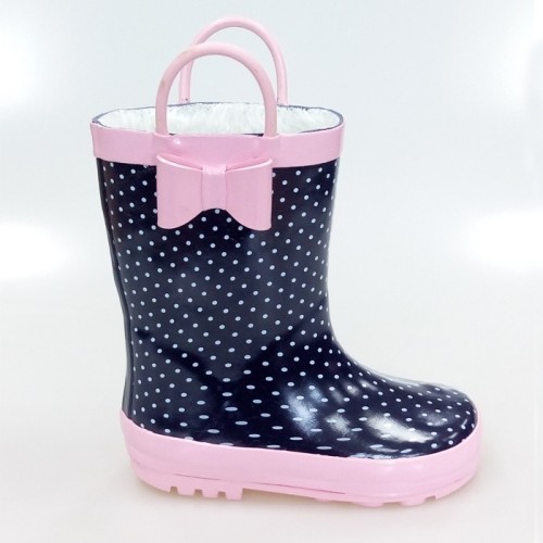 Waterproof Cute Faux Fur Lined Children's Rubber Rain Boots