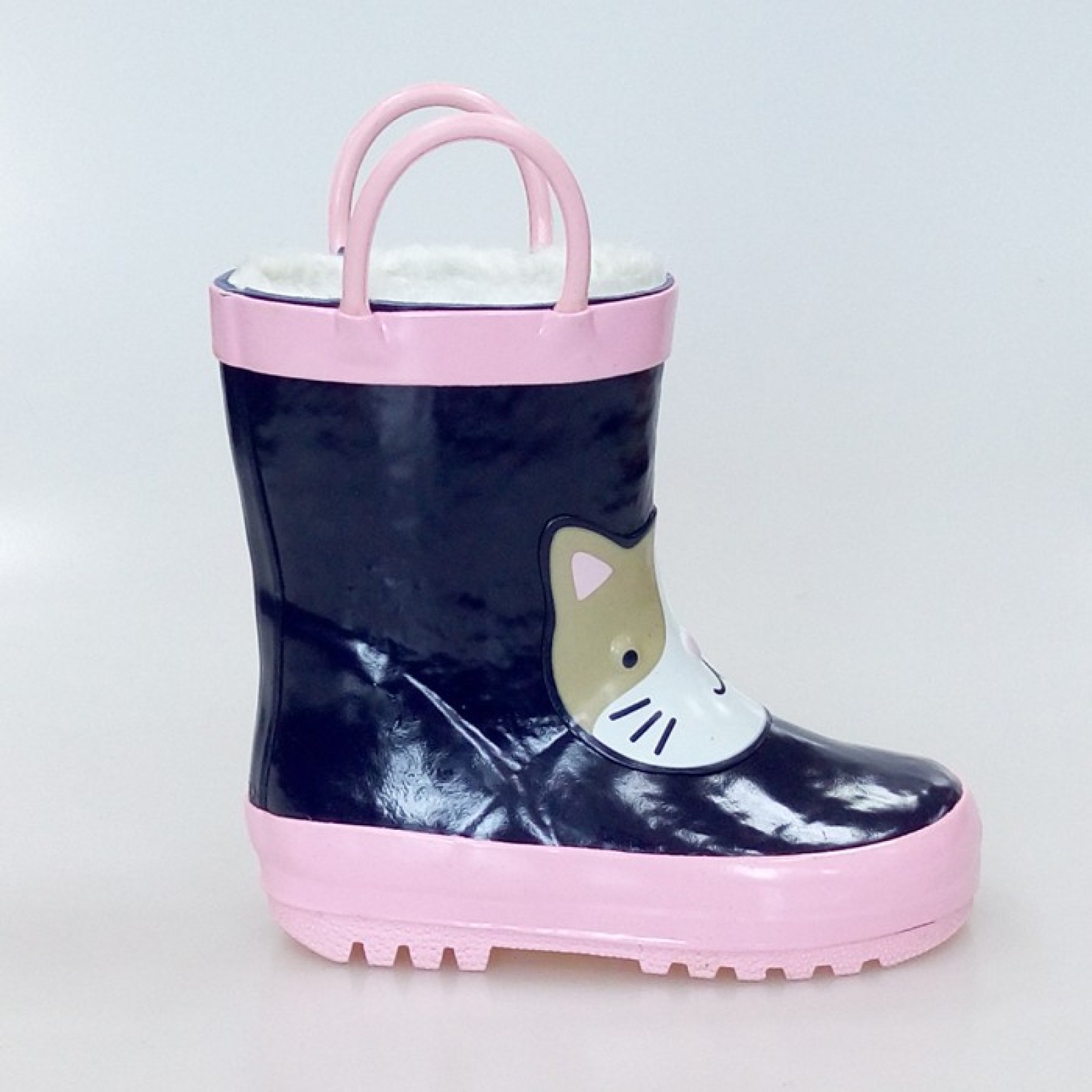 Waterproof Cute Faux Fur Lined Children's Rubber Rain Boots