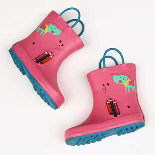 100% Waterproof Outdoor Gumboots Kids Wellies Rain Boots Kids Rubber Rain Boots With Pull-on Handles