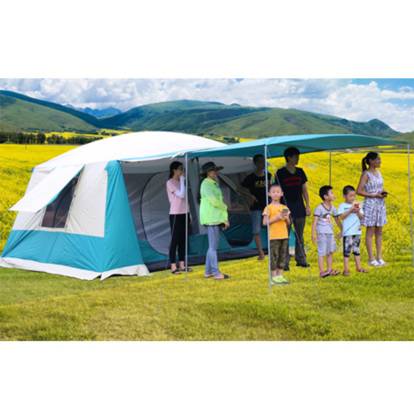 Hot sale Outdoor Anti Rainstorm Tent Thickening  Breathable Field Tour Large Tent Waterproof Camping Family Cube Tent Wholesale