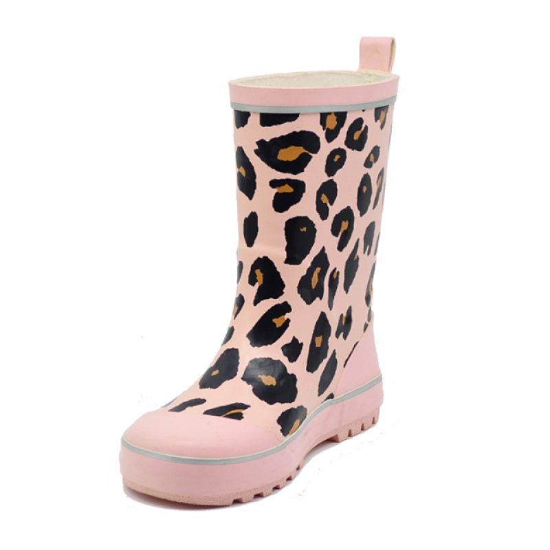 New Arrival Leopard Print Rain Boots For Kids 100% Waterproof Pink Rubber Boots Cute Children Wellies Wholesale