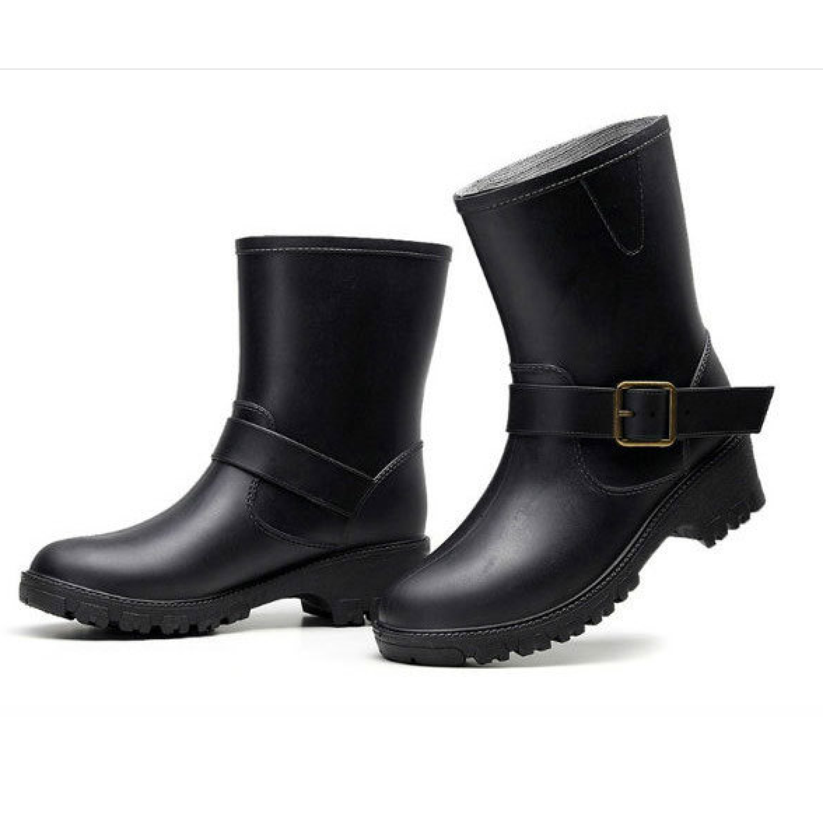 Fashion Ladies Short Rain Boots Women Rubber Custom made Gumboots With Buckles