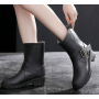 Fashion Ladies Short Rain Boots Women Rubber Custom made Gumboots With Buckles