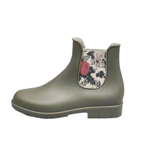 100% Waterproof Ladies Ankle Rain Boots Fashionable Chelsea Women PVC Boots With Elastic Prints
