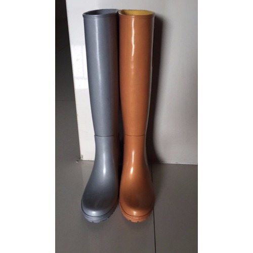 Women's Metal Color Wedge Heel Rubber Rain Boots