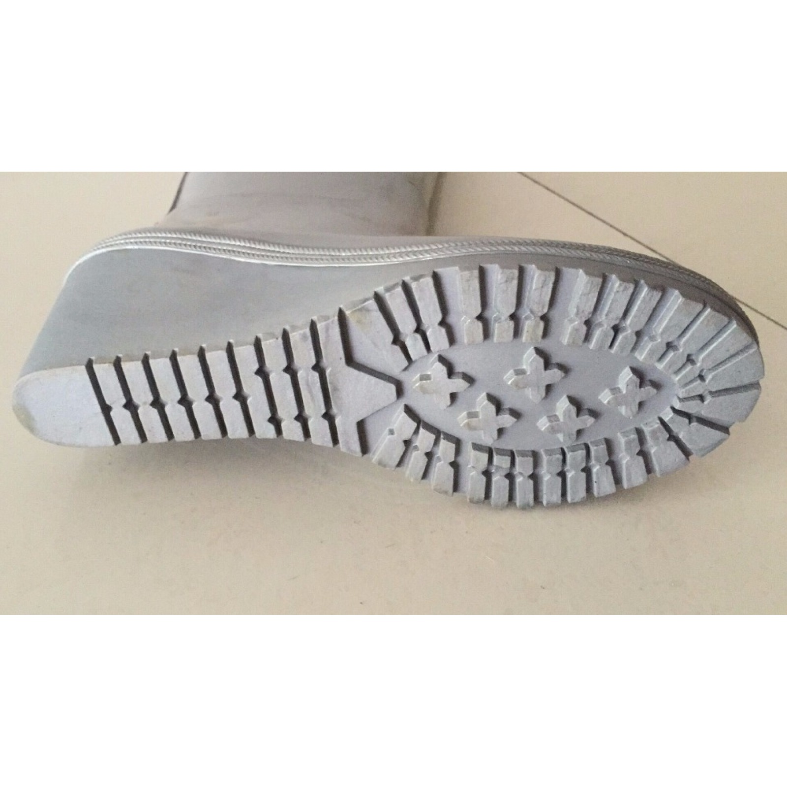 Women's Metal Color Wedge Heel Rubber Rain Boots