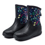 New Fashion Black Waterproof Non-slip Comfortable Neoprene Boots for Women Rain Boots