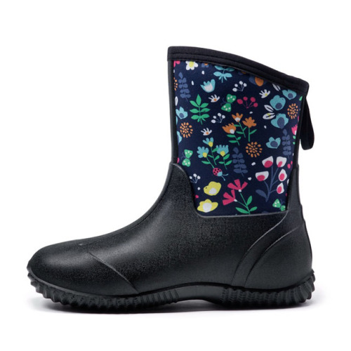 New Fashion Black Waterproof Non-slip Comfortable Neoprene Boots for Women Rain Boots