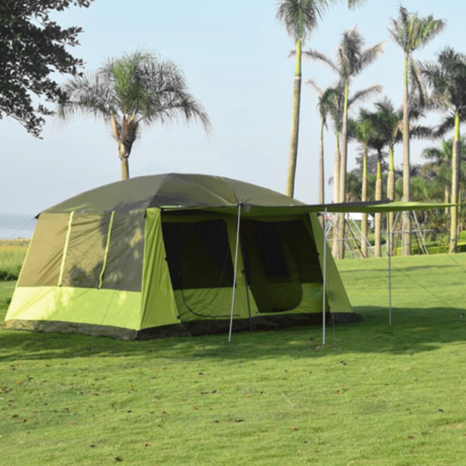 Outdoor Multi Person Double Layer Tent Sunshade Shelter Waterproof Household Camping Family Tent Wholesale