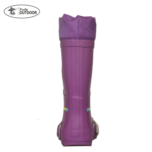3D Purple Cartoon Car Printed Adjustable Natural Rubber Rain Boots