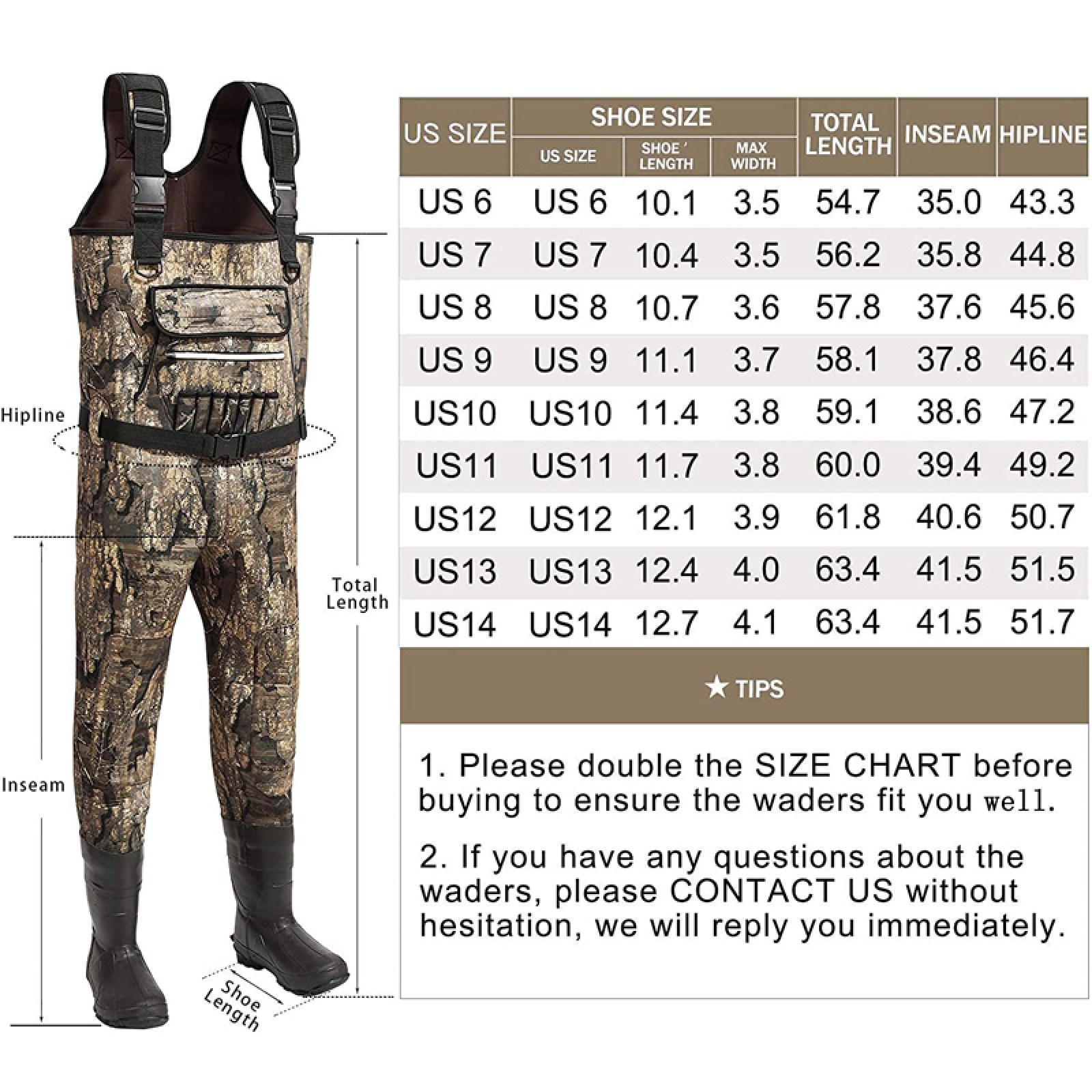 Men's Camo Hunting  Waders New Style Fishing Wader  With LED Light Camo Chest Neoprene Boots