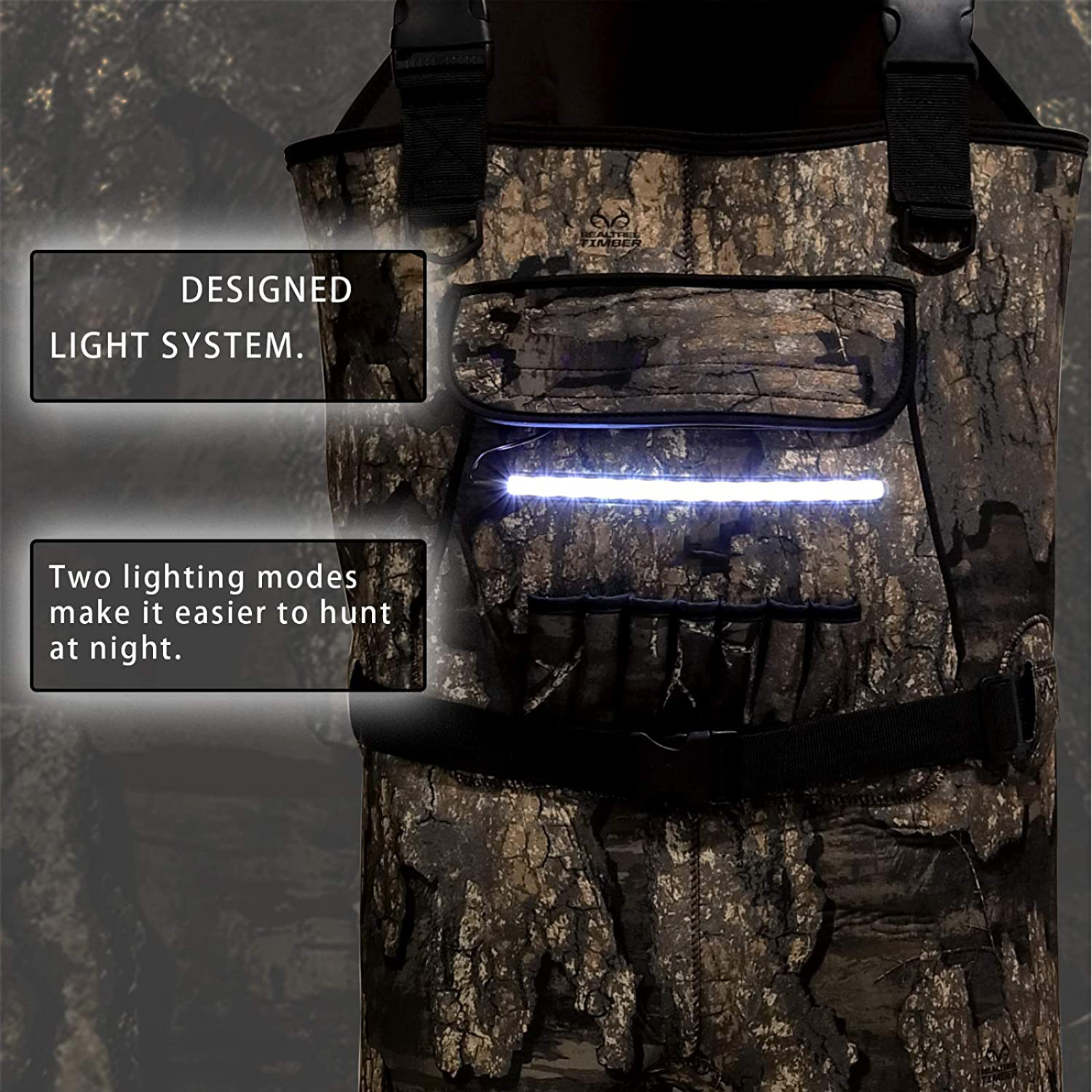 Men's Camo Hunting  Waders New Style Fishing Wader  With LED Light Camo Chest Neoprene Boots
