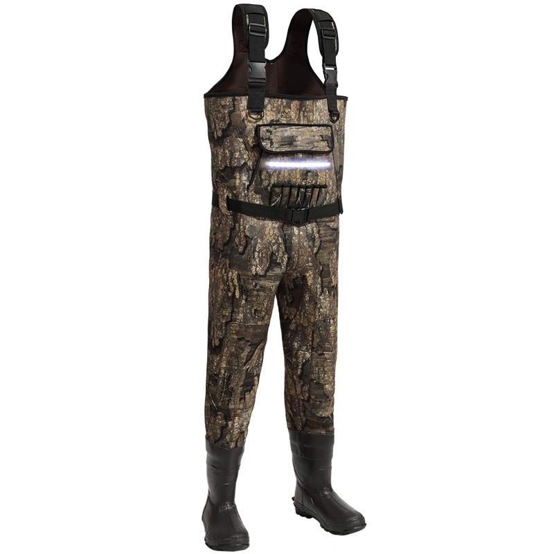 Men's Camo Hunting  Waders New Style Fishing Wader  With LED Light Camo Chest Neoprene Boots
