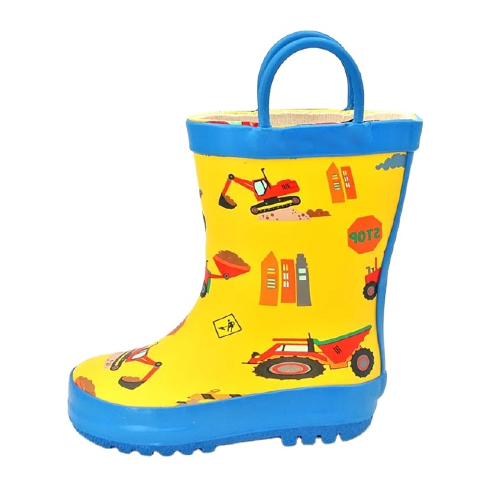 Hot Sale Natural Rubber Boots Printed Kids Wellies Waterproof Children Rain Boots with Handles