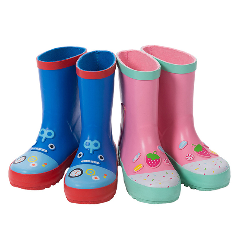 Cute Baby Rain Boots Waterproof Rubber Wellies with Printing for little Children