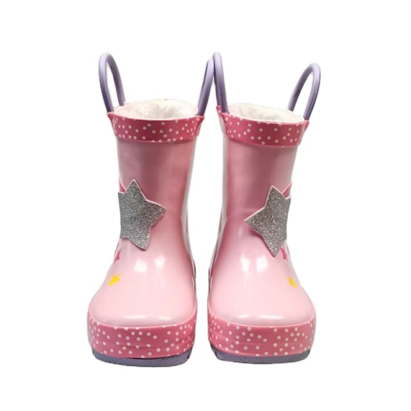 Hot Sale Customized Fashion Design Kids Cute Rubber Rain Boots with Handle Kids Gumboots Wholesale