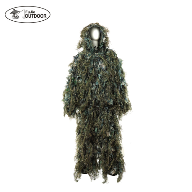 2023 100% Plastic Durable Woodland Olive Green Paintball Hunting Ghillie Suit