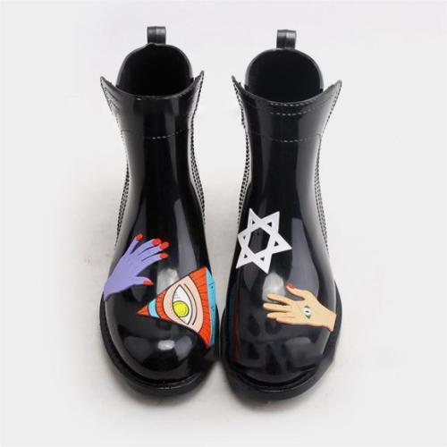 Wholesale Waterproof Customized Ladies Fashion New Style Black Boots Women Ankle PVC Boots