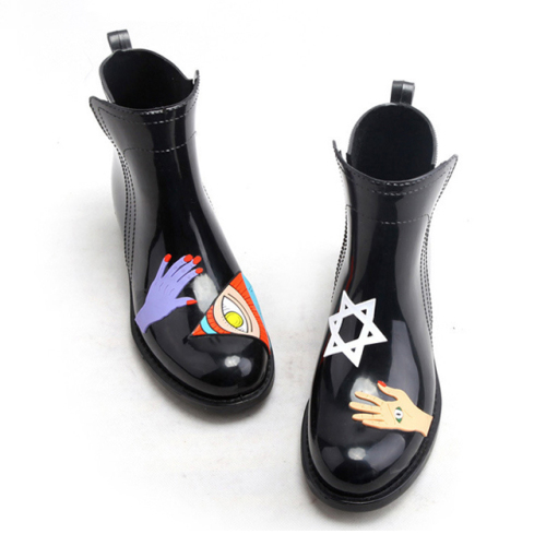 Wholesale Waterproof Customized Ladies Fashion New Style Black Boots Women Ankle PVC Boots