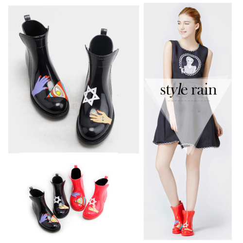 Wholesale Waterproof Customized Ladies Fashion New Style Black Boots Women Ankle PVC Boots