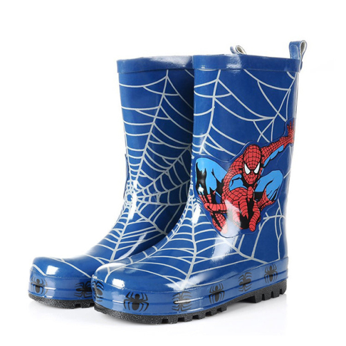 Blue Spiderman Printing Waterproof Babies Rubber Boots Gumboots Rain Wellies for Children