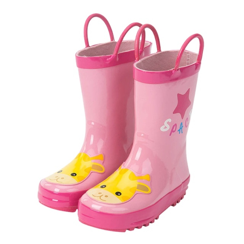 Wholesale Customized Kids Cute Rubber Rain Boots With Prints Rubber Wellington Rain Shoes With Handle