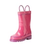 Children's Waterproof Natural Rubber Rain Boots with Easy-On Handles Simple For Kids