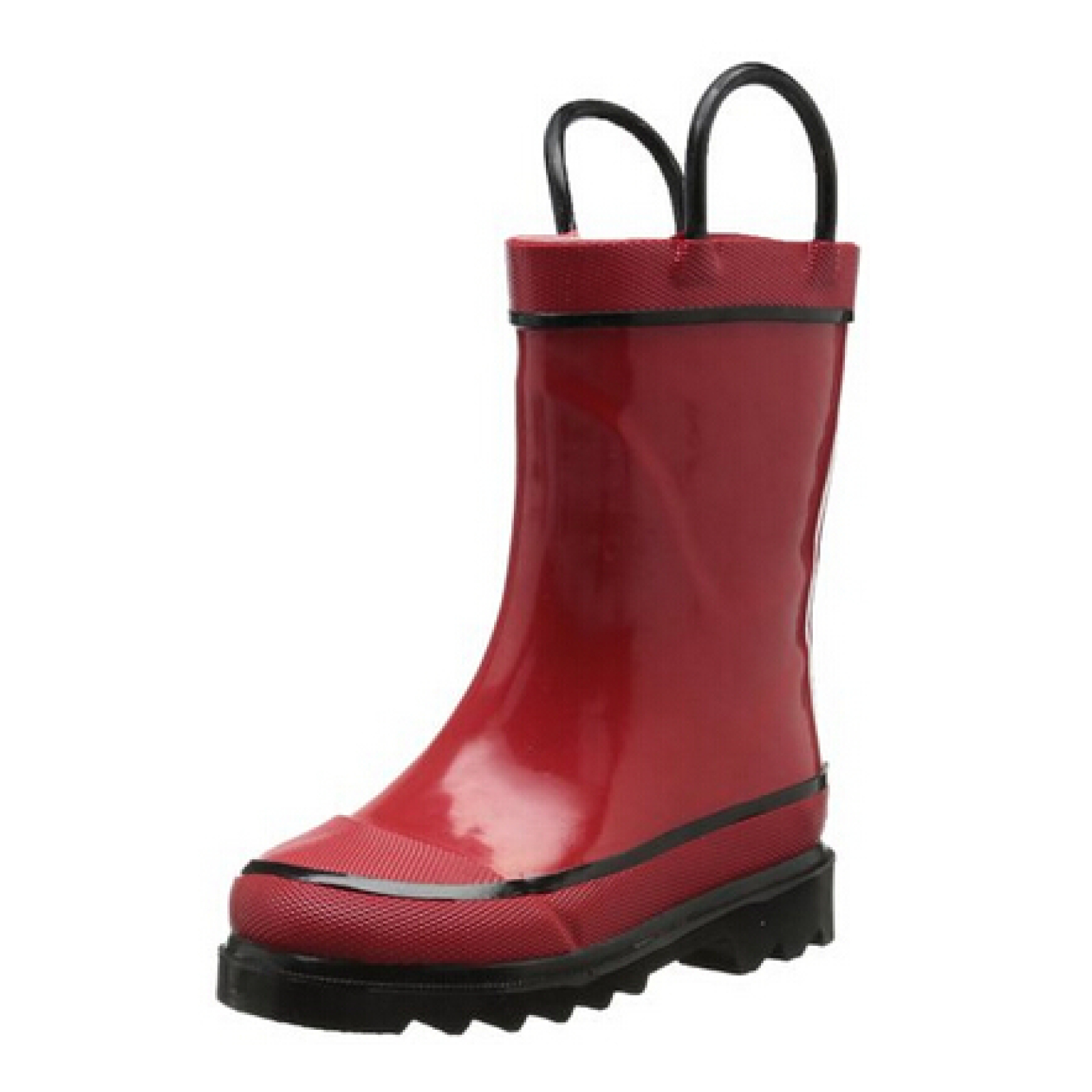 Children's Waterproof Natural Rubber Rain Boots with Easy-On Handles Simple For Kids