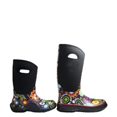Ladies Fashionable Outdoor Waterproof Neoprene Boots With Flower Prints