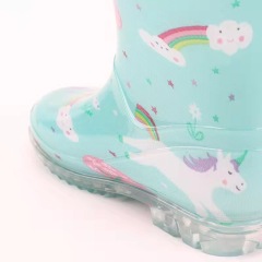 Fashion 100% Waterproof Light Weight Cute PVC Kids Rain Boots with Pull-on handles