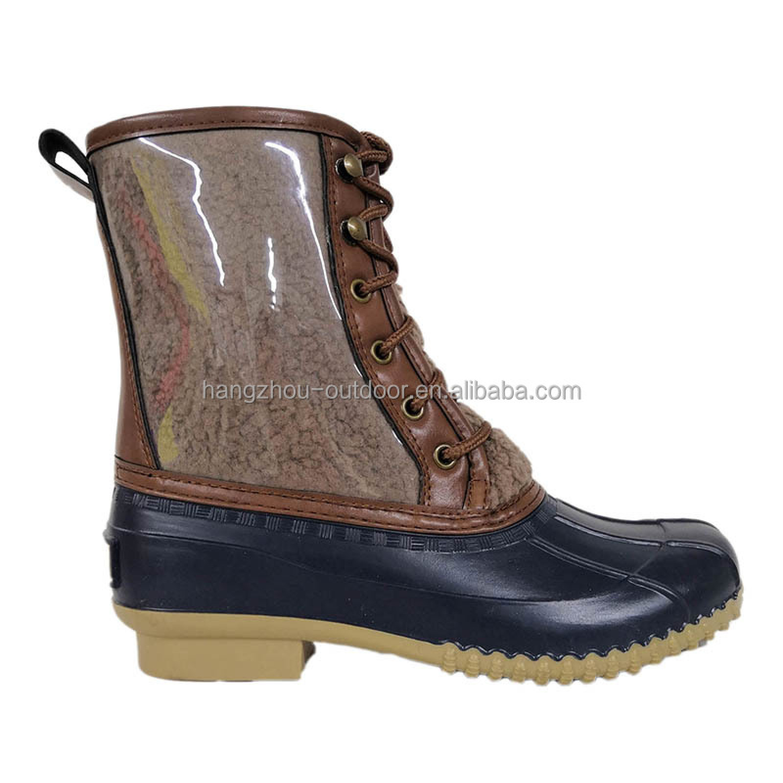Ladies Fashion TPU Coating Sherpa Warm Outdoor Waterproof Winter Snow Boots/Bean Boots/Duck boots