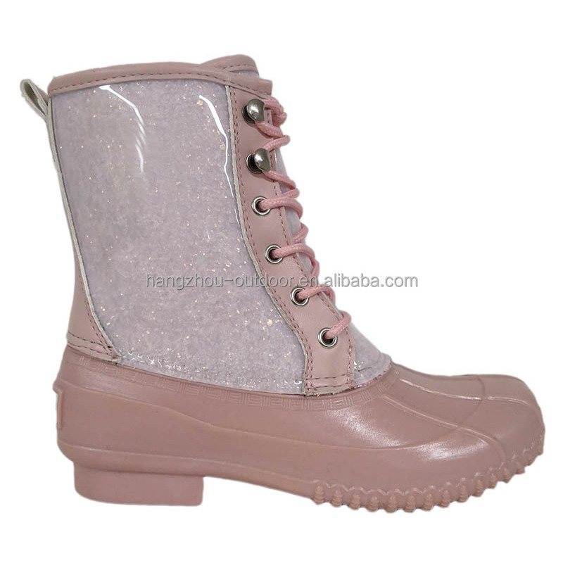 Ladies Fashion TPU Coating Sherpa Warm Outdoor Waterproof Winter Snow Boots/Bean Boots/Duck boots