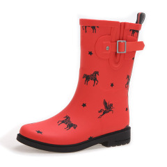 High Quality Wellies Boots Ladies New Styles  Printed Waterproof  Rubber  Boots  Women  Rain Shoes