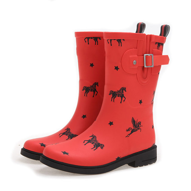 High Quality Wellies Boots Ladies New Styles  Printed Waterproof  Rubber  Boots  Women  Rain Shoes
