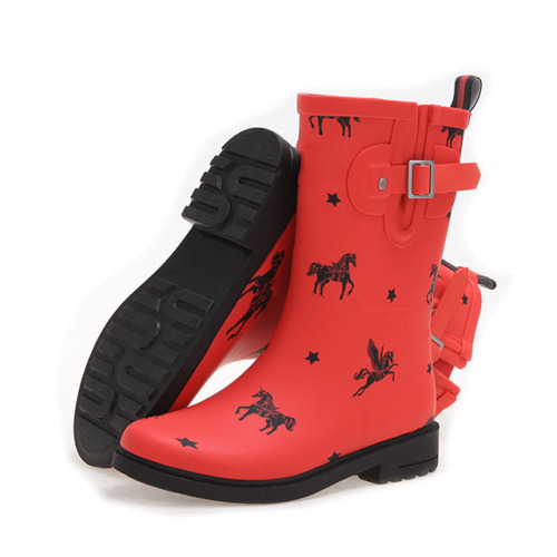 High Quality Wellies Boots Ladies New Styles  Printed Waterproof  Rubber  Boots  Women  Rain Shoes