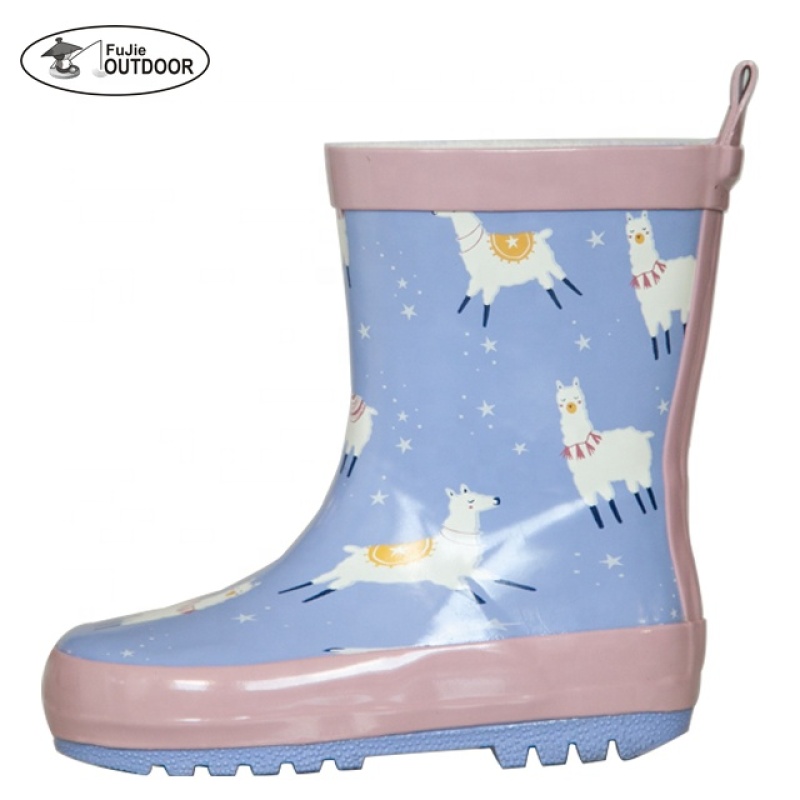 Wholesale Children Gumboots Kids Rubber Rain Boots with Funny Sheep Prints