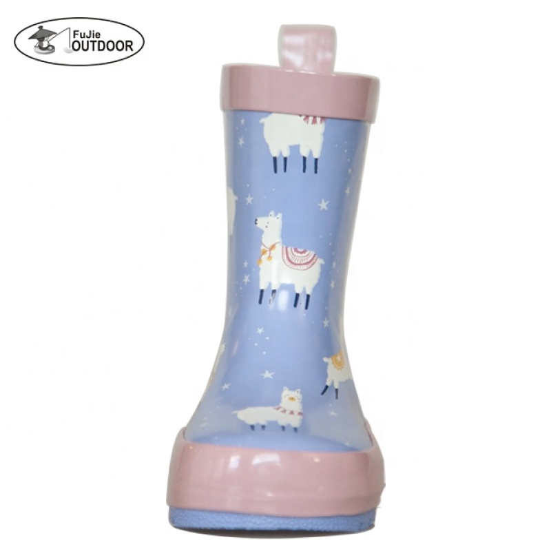 Wholesale Children Gumboots Kids Rubber Rain Boots with Funny Sheep Prints